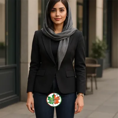 کت کوتاه زنانه با شلوار جین تیره