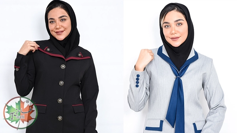 مانتو اداری با یقه امریکایی از برند طاعت