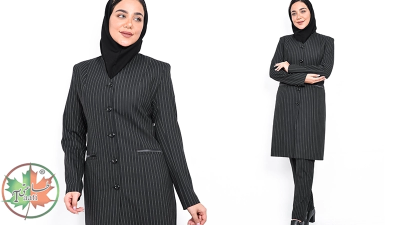 مانتو دیپلمات اداری بلند زنانه مشکی