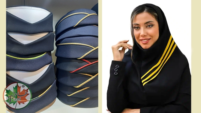 نمونه کلاه و مقنعه مهمانداری تولید شده طاعتی