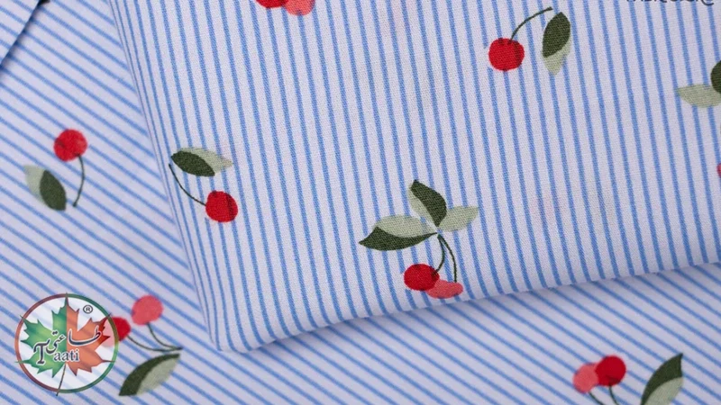 پارچه پوپلین راه راه آبی پنبه ای